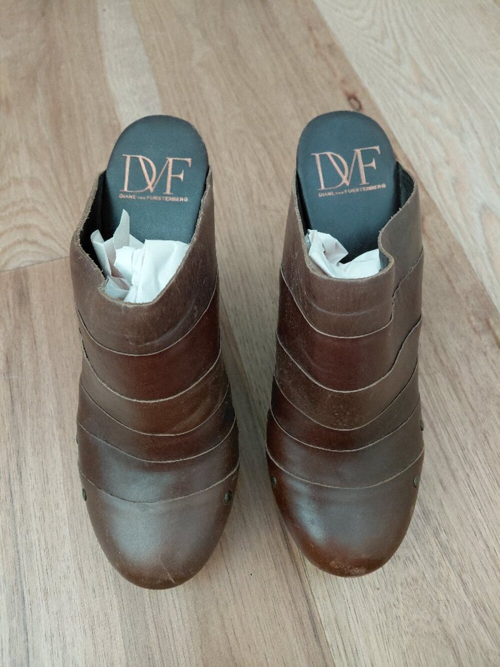 Diane Von Furstenburg Brown Platform Mules Size 8.5 Boho